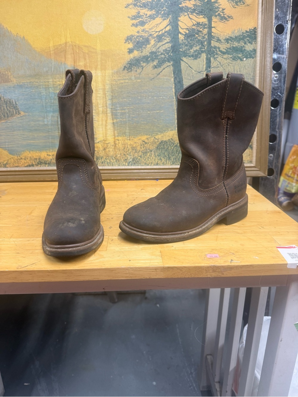 Boone & Crockett Wellington Men's dark Brown Pull-On Western Work Boot size 6.5W